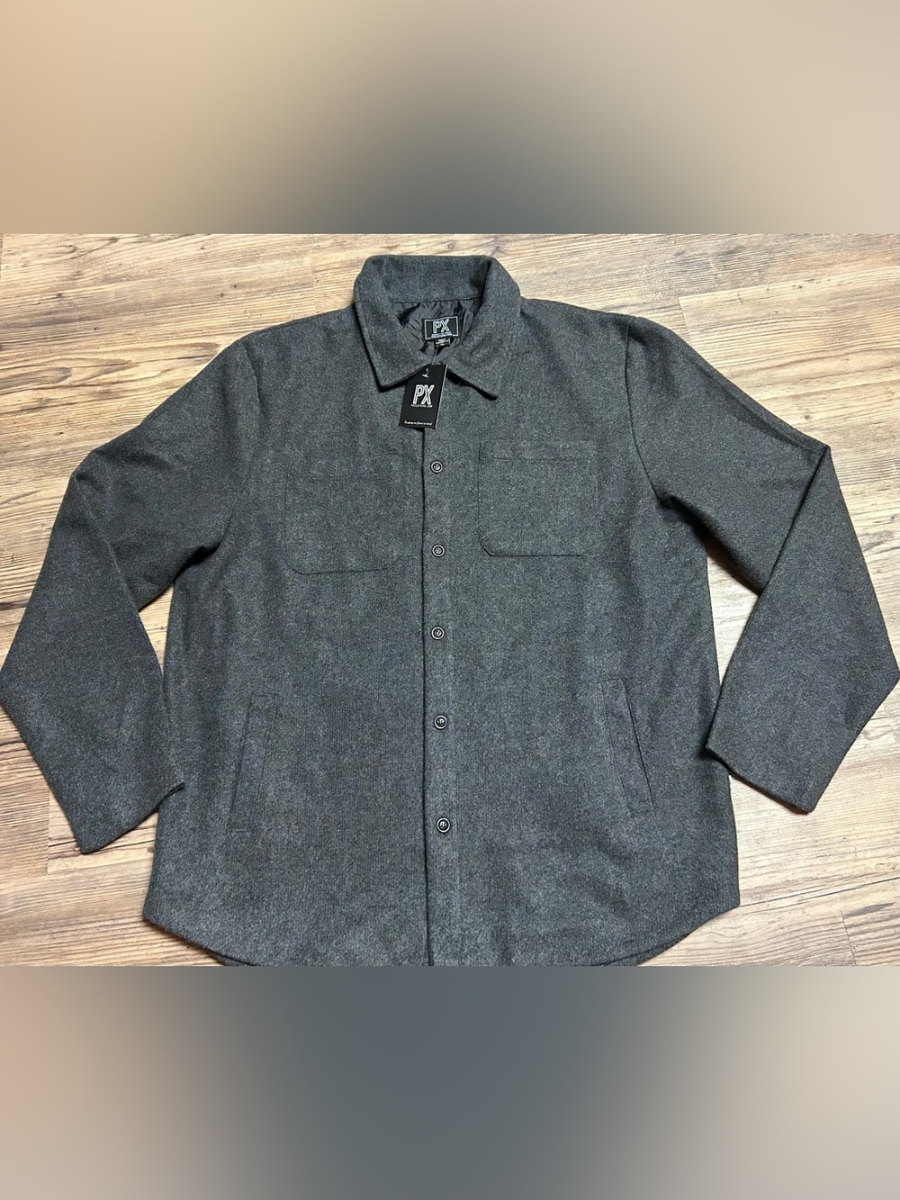 PX Clothing Charcoal Gray Men's Button-Up Shacket XL New